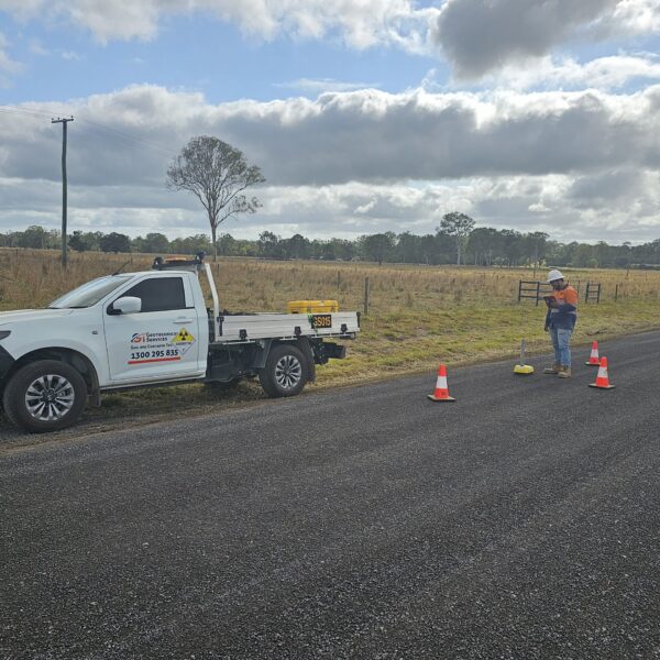 Geotechnical Services technician performing field density for the Gympie DFRA project